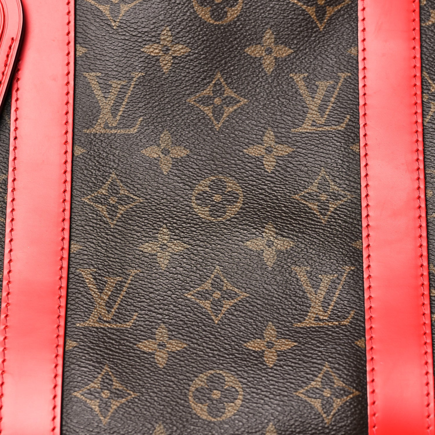 Louis Vuitton Calfskin Monogram Keepall Bandouliere 50 Coquelicot