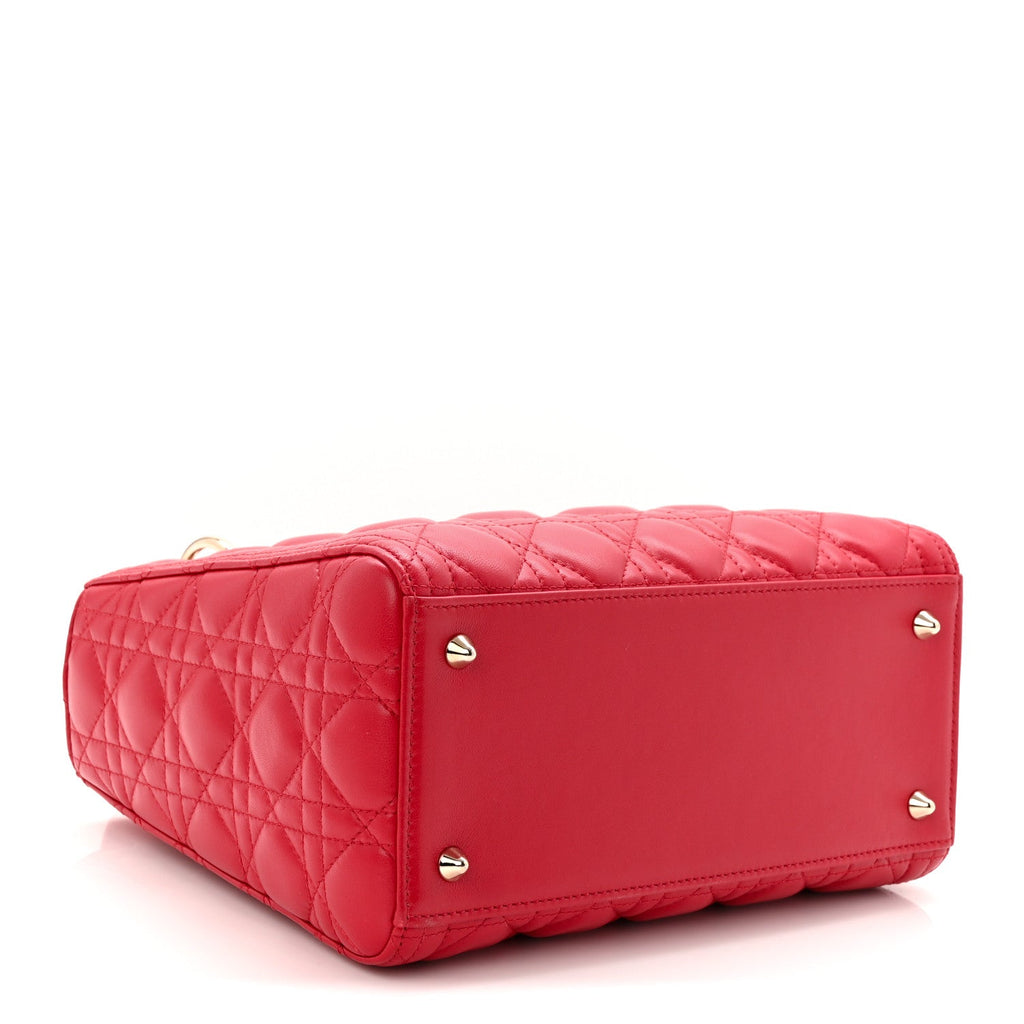 Christian Dior Lambskin Cannage Medium Lady Dior Red