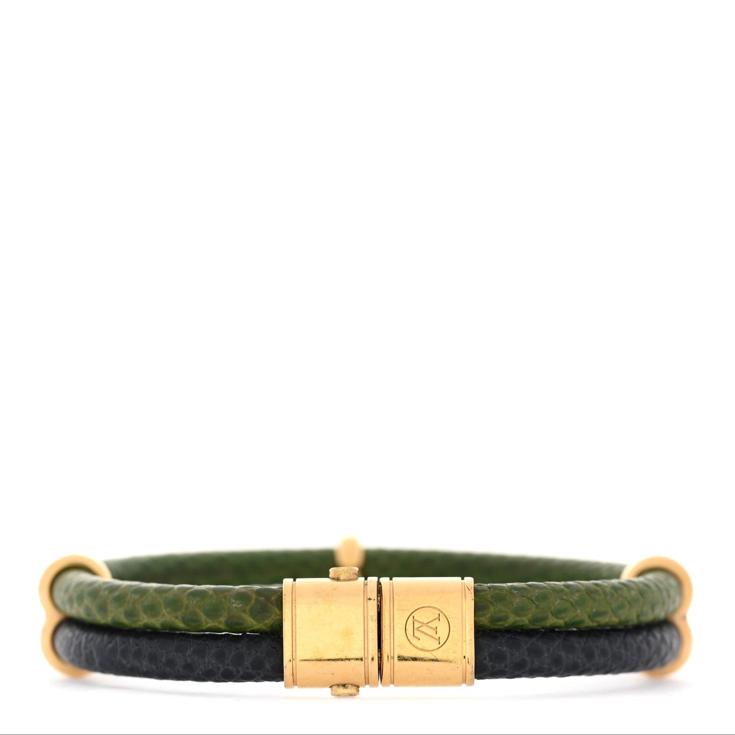 Louis Vuitton Snakeskin Keep It Twice Bracelet Blue Green