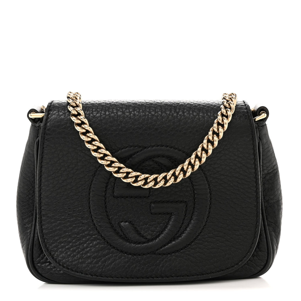 Gucci Pebbled Calfskin Small Soho Flap Crossbody Black