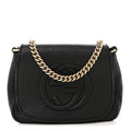 Gucci Pebbled Calfskin Small Soho Flap Crossbody Black