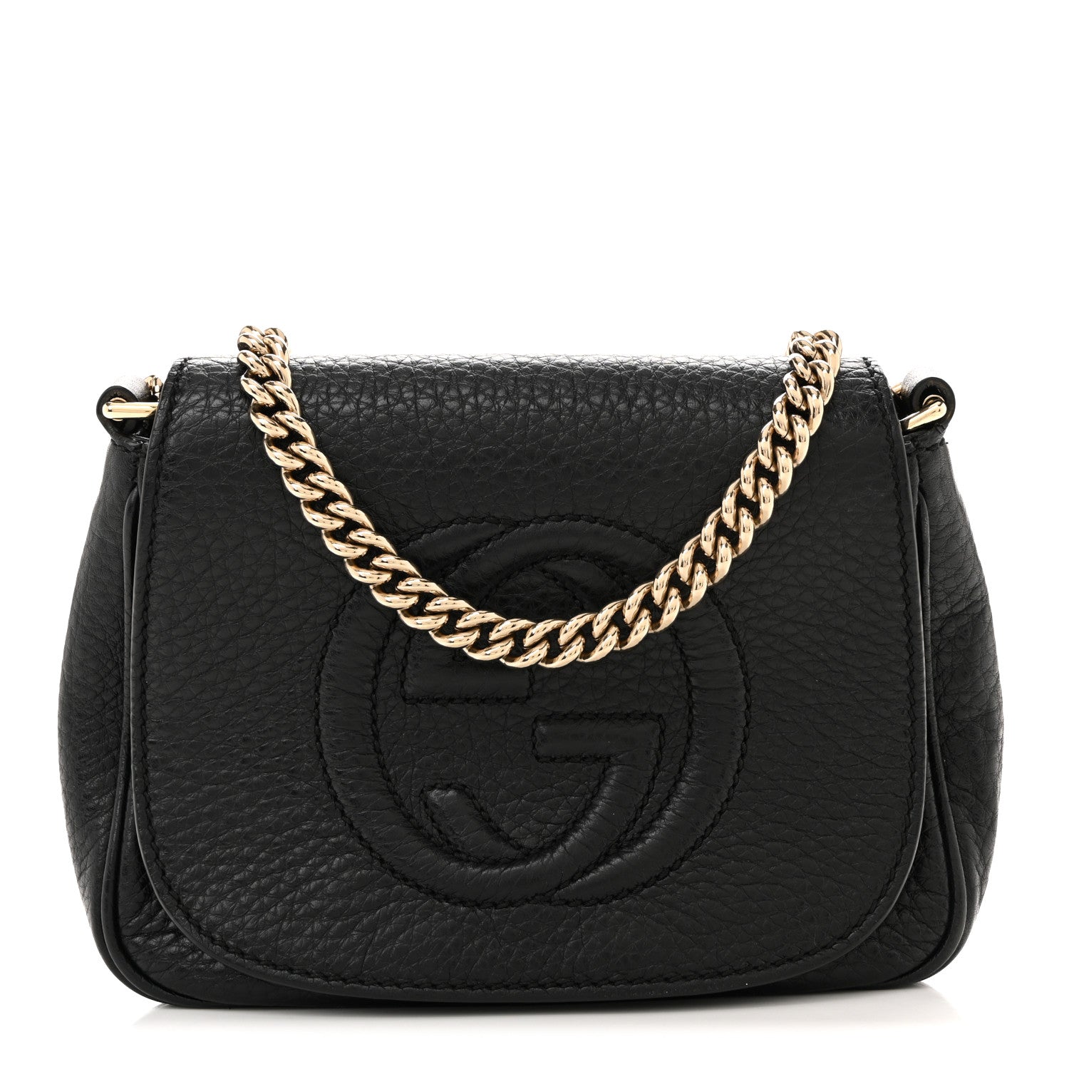 Gucci Pebbled Calfskin Small Soho Flap Crossbody Black