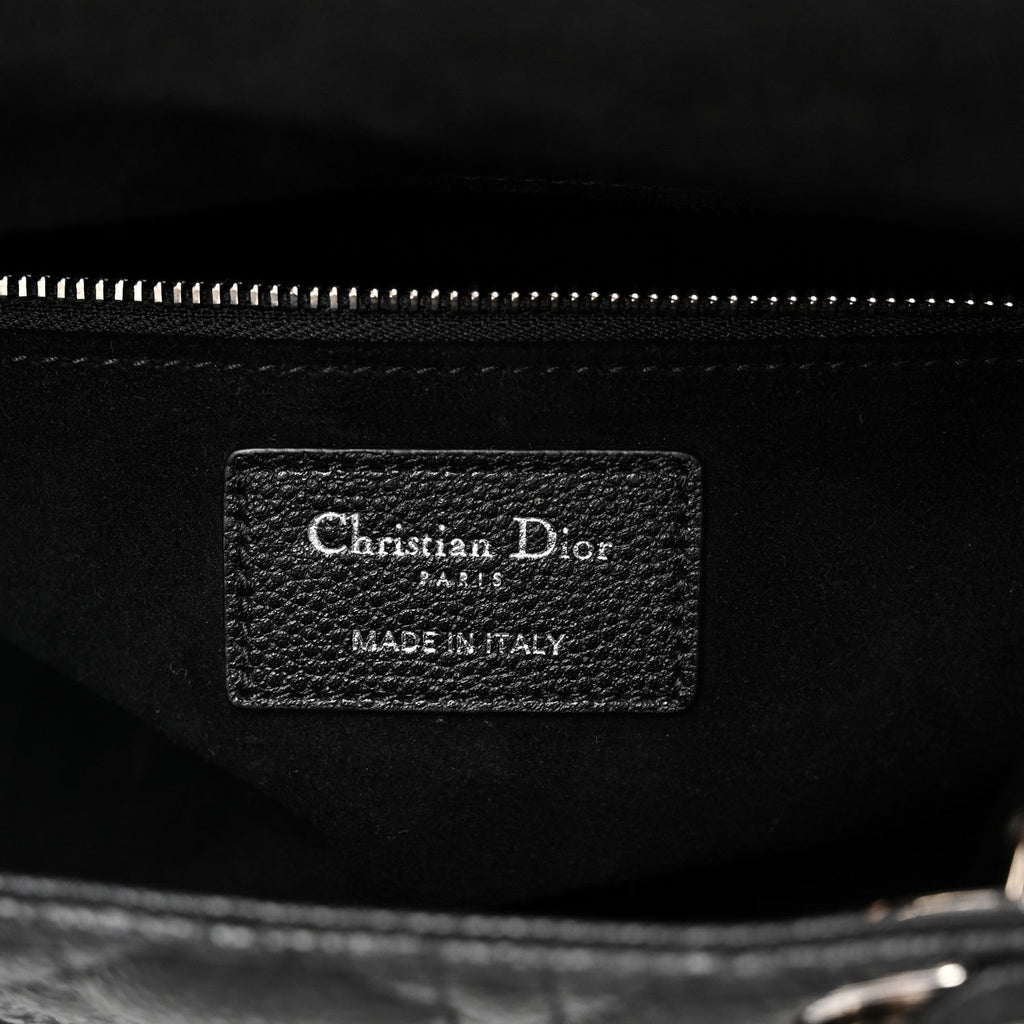 Christian Dior Grained Calfskin Cannage Medium Lady Dior Black