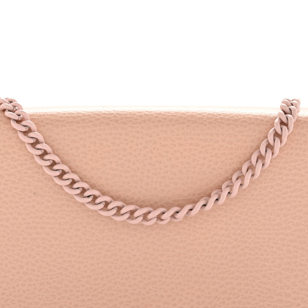 Gucci Dollar Calfskin Enamel Monochrome Mini GG Marmont Chain Wallet Perfect Pink