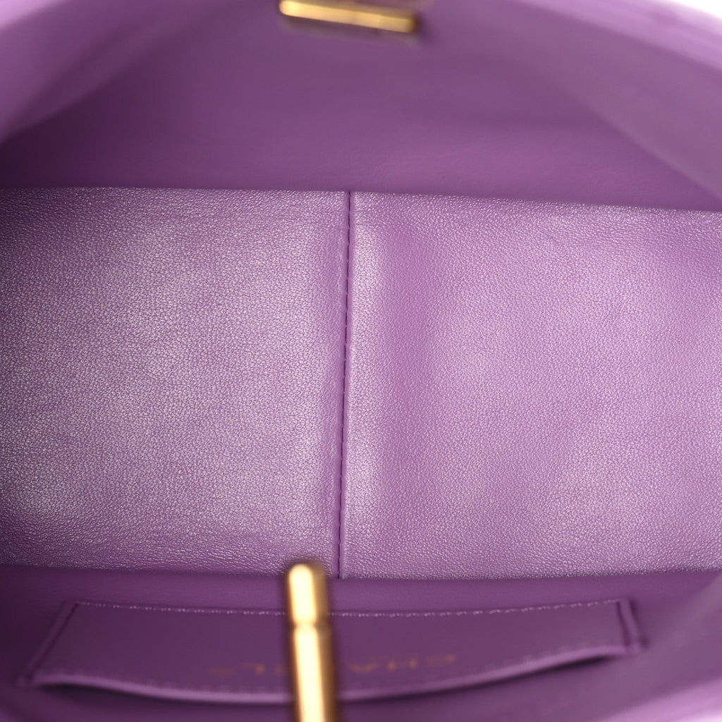 Chanel Lambskin Quilted Small Pick Me Up Hobo Purple