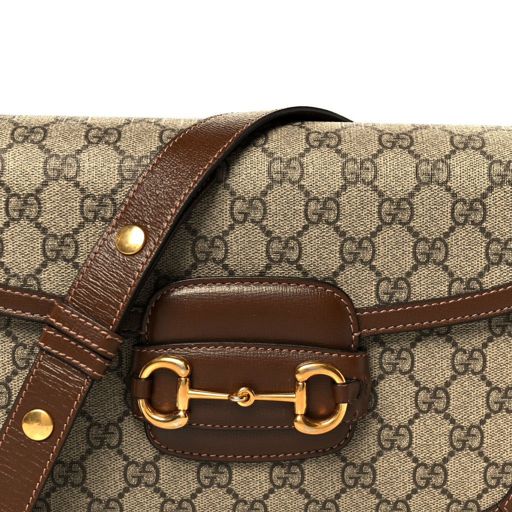 Gucci GG Supreme Monogram Horsebit 1955 Shoulder Bag Beige Brown Sugar