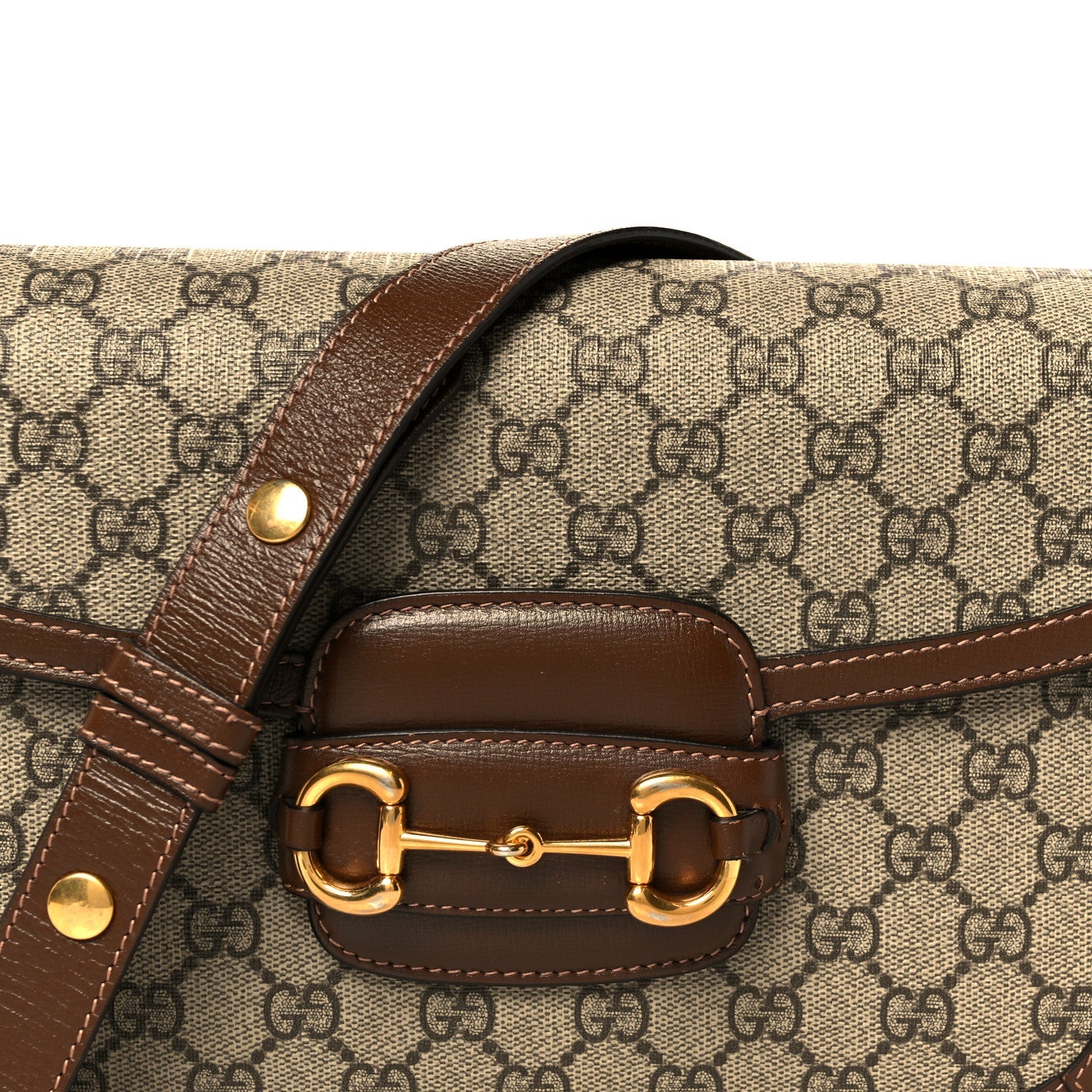 Gucci GG Supreme Monogram Horsebit 1955 Shoulder Bag Beige Brown Sugar