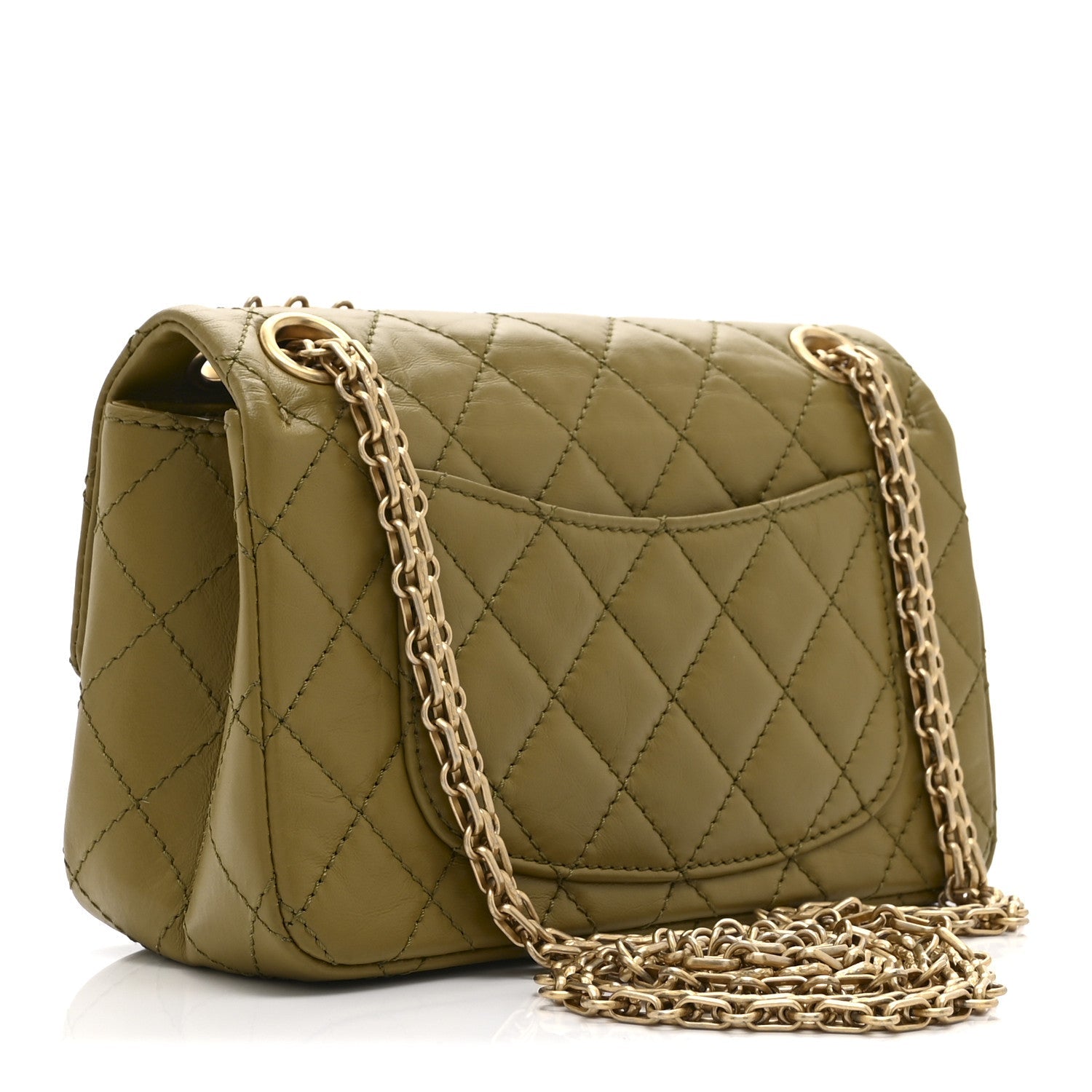 Chanel Aged Calfskin Quilted 2.55 Reissue 224 Flap  Khaki