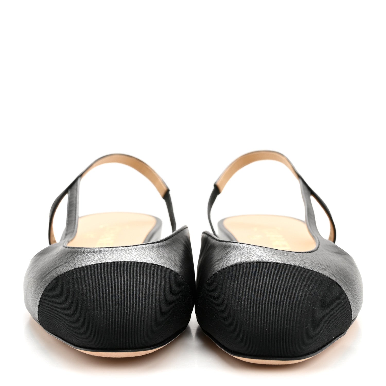 Goatskin Grosgrain Cap Toe CC Slingback Sandals 40 Black