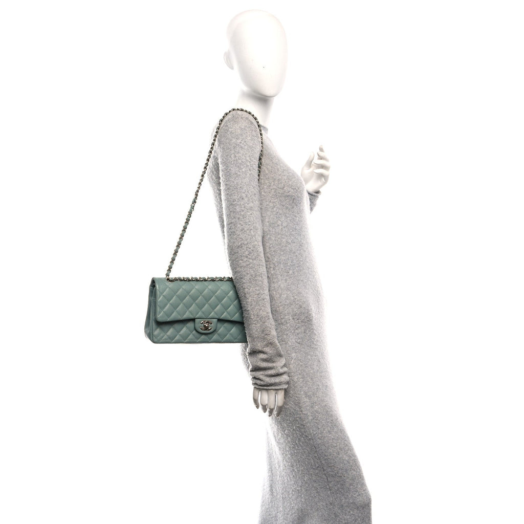 Chanel Caviar Quilted Medium Double Flap Dark Green