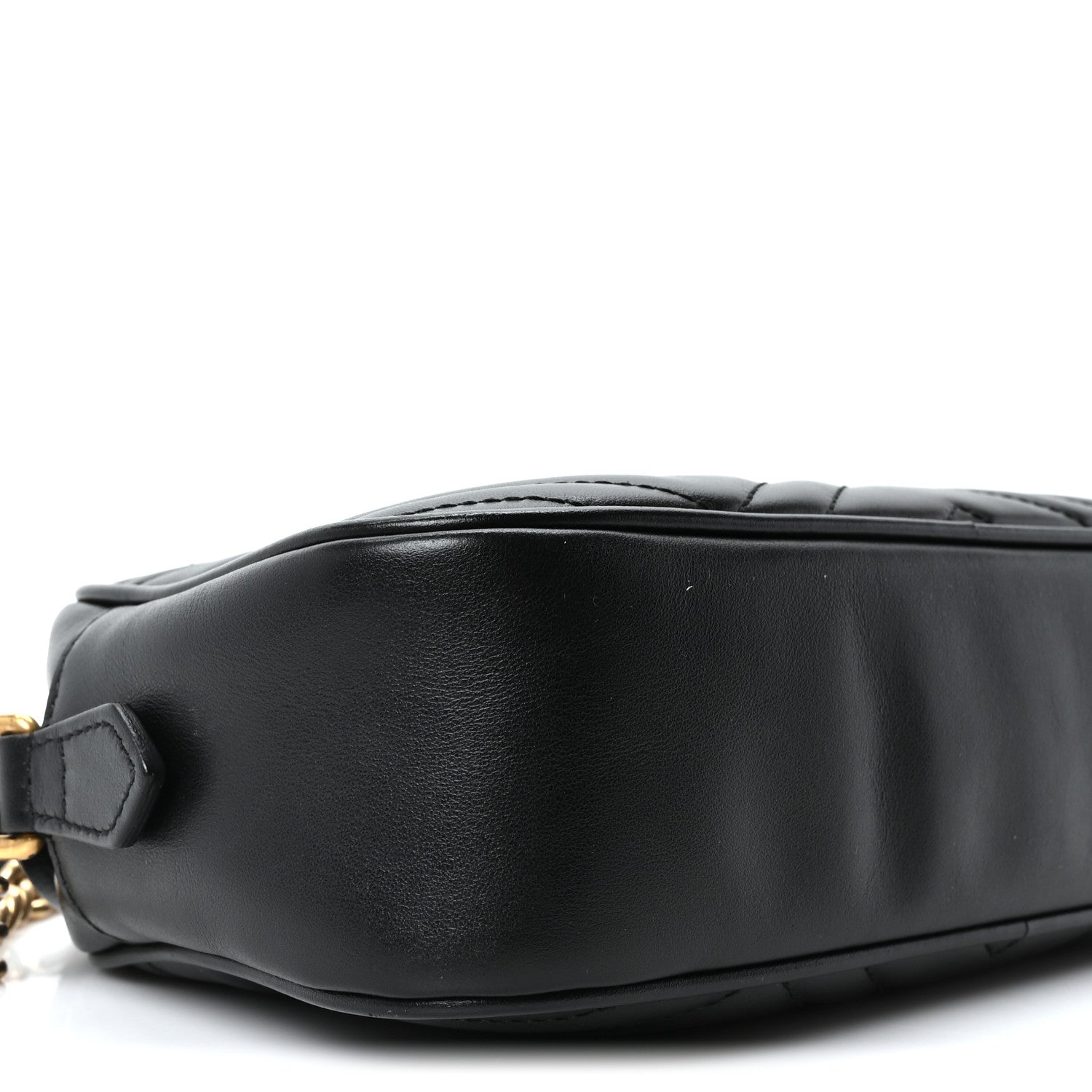 Gucci Calfskin Matelasse Small GG Marmont Chain Shoulder Bag Black