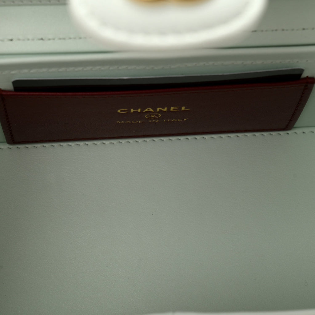 Chanel Shiny Caviar Preppy Coco Long Vanity With Strap Light Blue