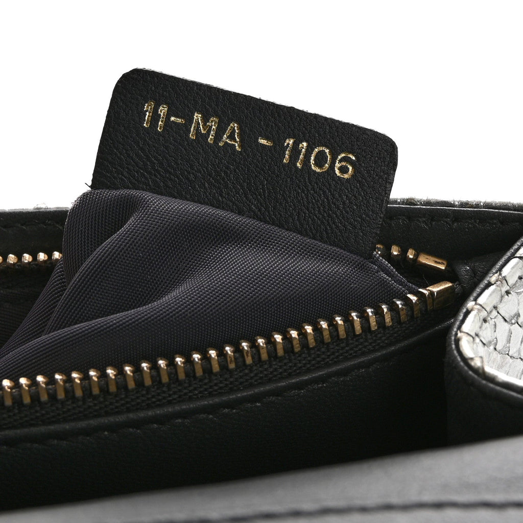 Christian Dior Snakeskin Diorama Wallet on Chain Pouch Silver