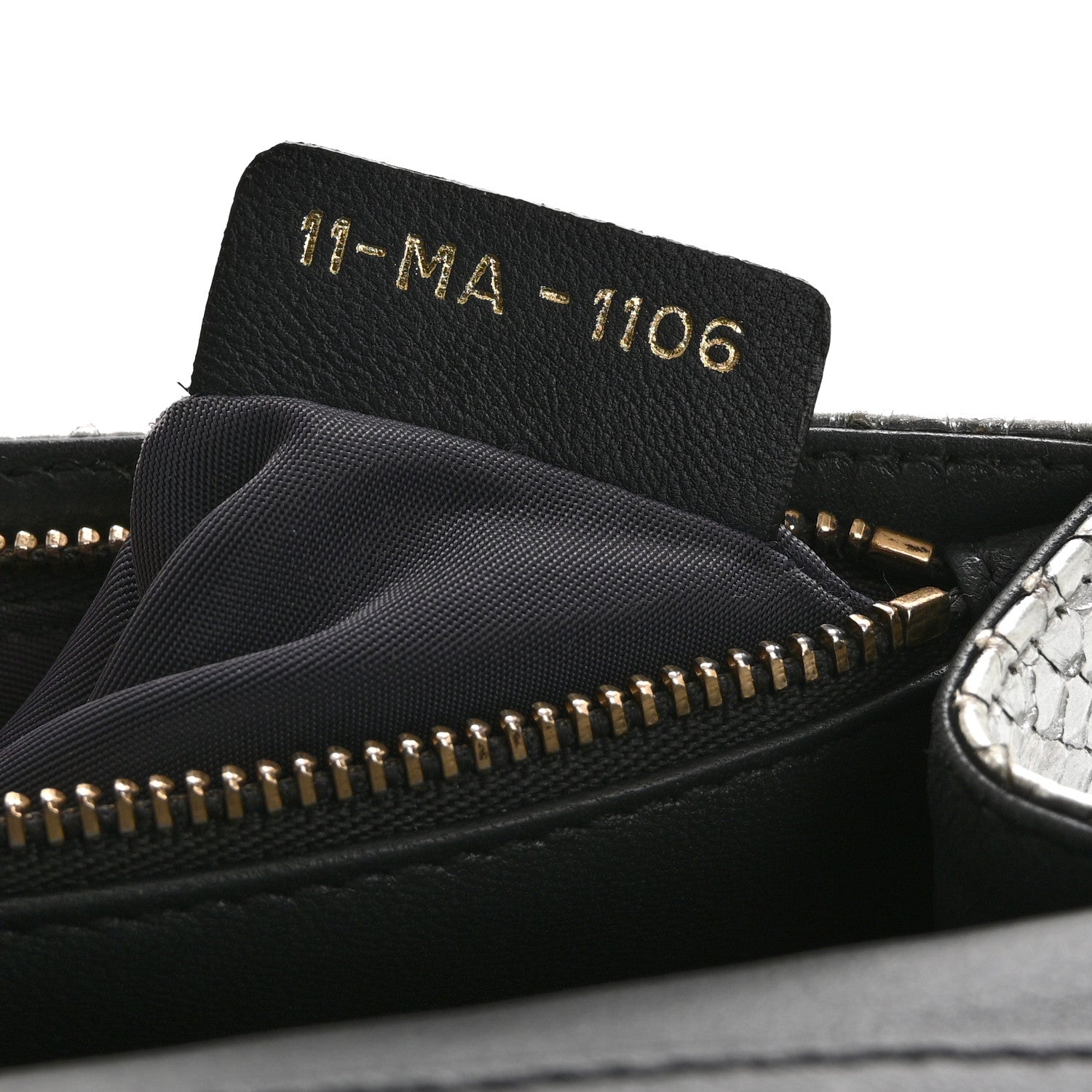 Christian Dior Snakeskin Diorama Wallet on Chain Pouch Silver