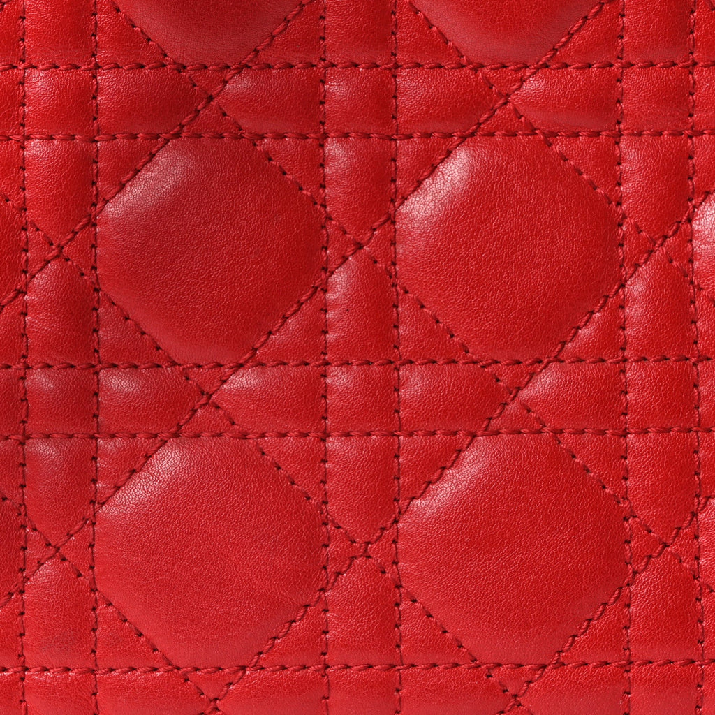 Christian Dior Lambskin Cannage Medium Lady Dior Red