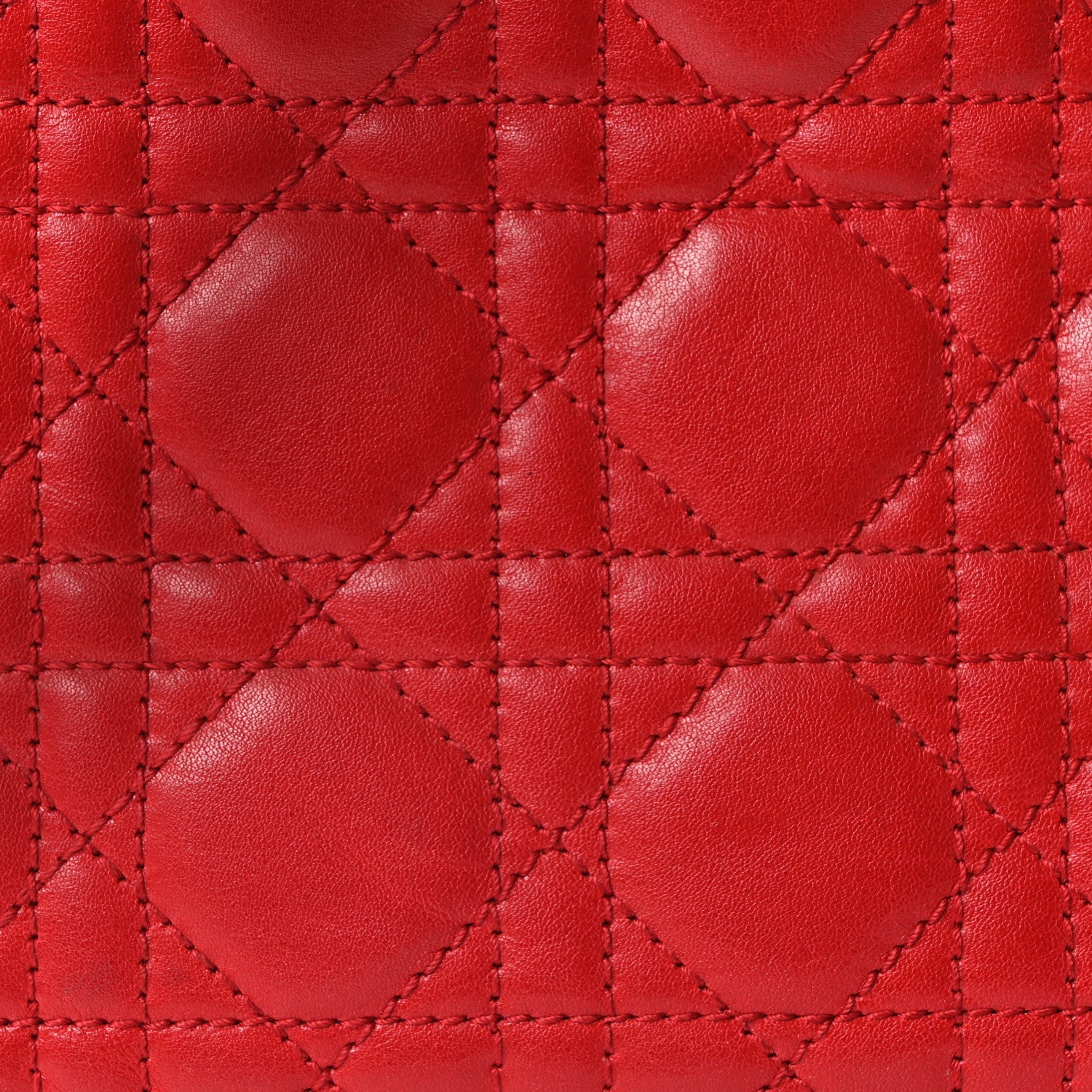 Christian Dior Lambskin Cannage Medium Lady Dior Red