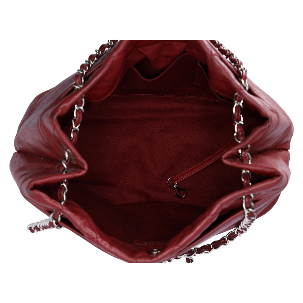 Chanel Classic Caviar Leather Tote Timeless CC Soft Chain Tote Caviar Red