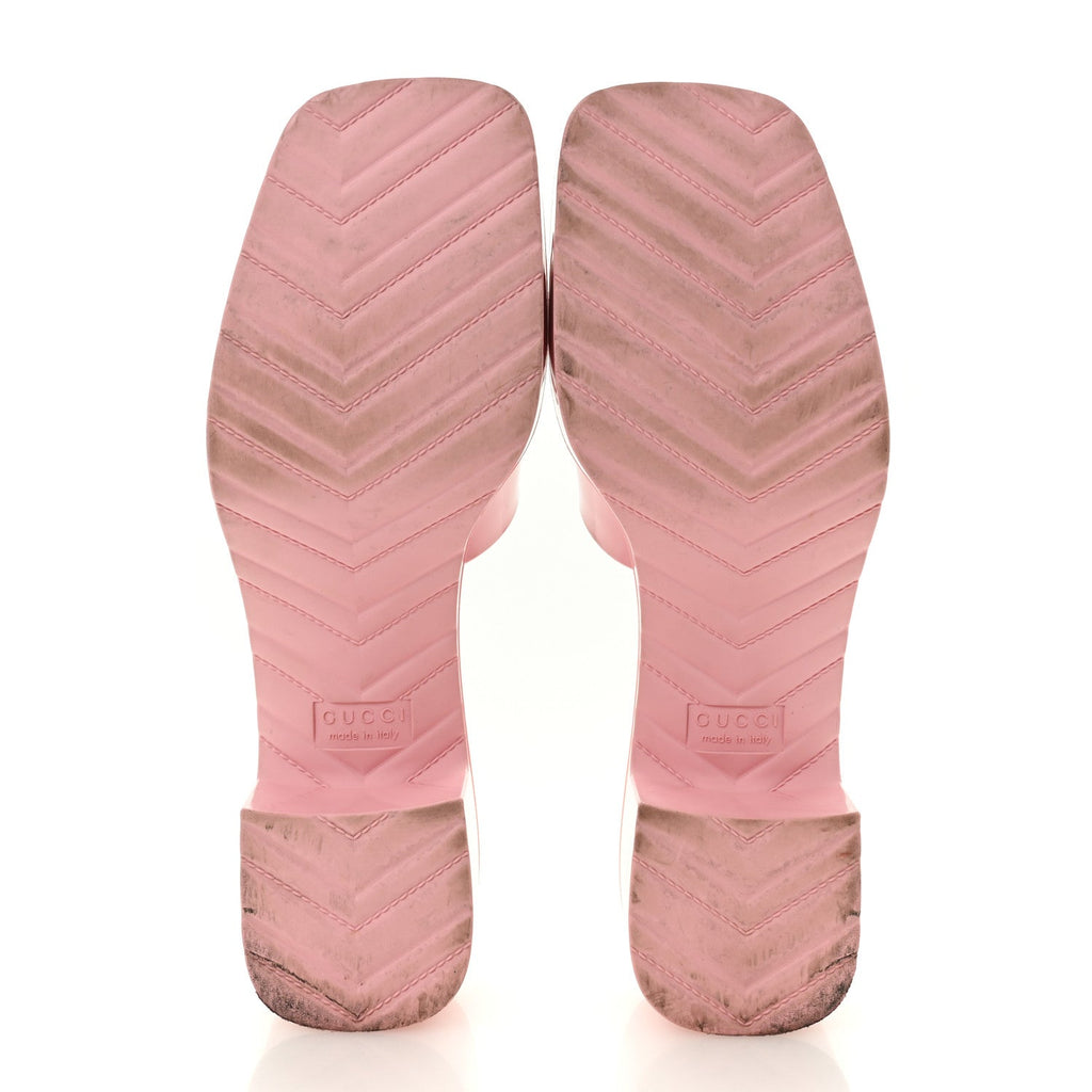 Gucci Rubber Gucci Logo Womens Platform 20/60mm Slide Sandals 41 Wild Rose
