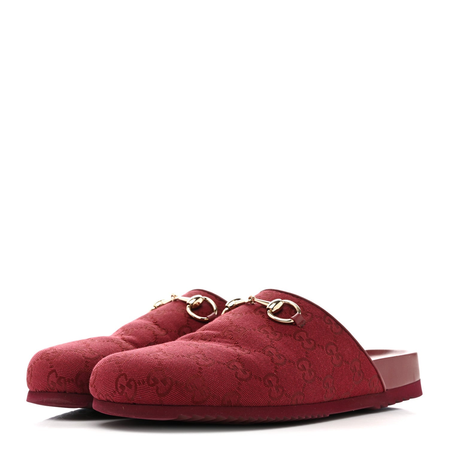 Gucci GG Supreme Monogram Womens Horsebit Slippers 41 Rosso Ancora