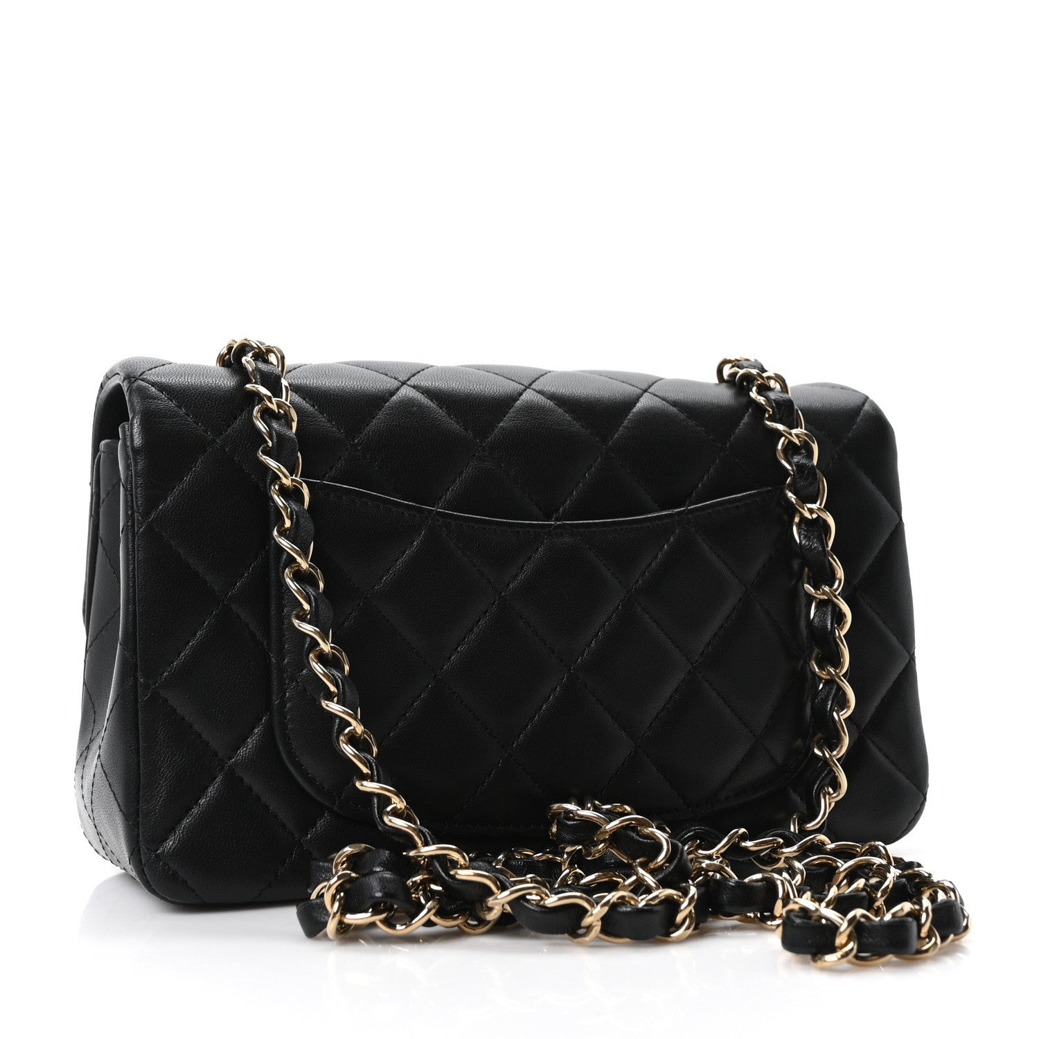 Chanel Lambskin Quilted Mini Rectangular Flap Black