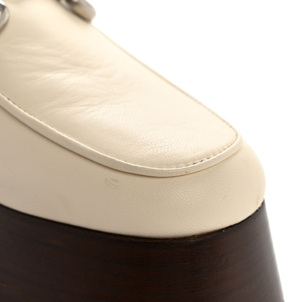Gucci Malaga Kid Horsebit Platform Loafers 35 Mystic White