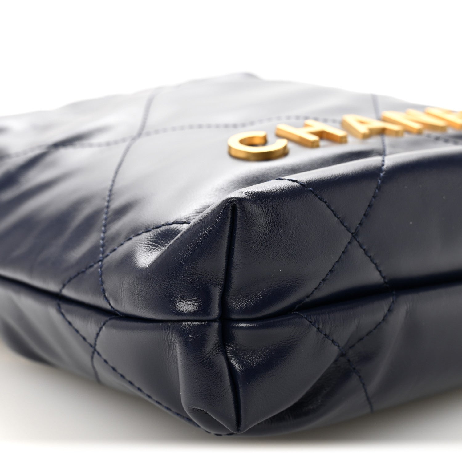 Chanel Shiny Calfskin Quilted Mini Chanel 22 Navy Blue
