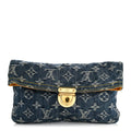 Louis Vuitton Monogram Denim Pochette Plat Clutch Blue