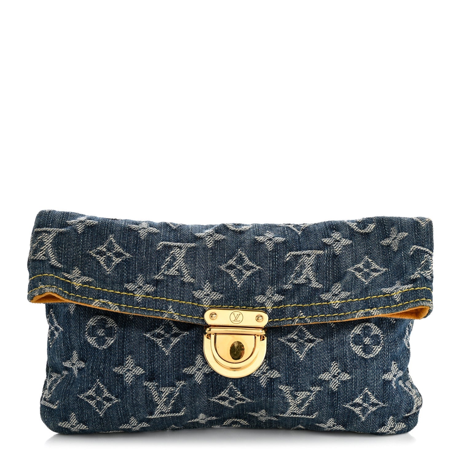 Louis Vuitton Monogram Denim Pochette Plat Clutch Blue