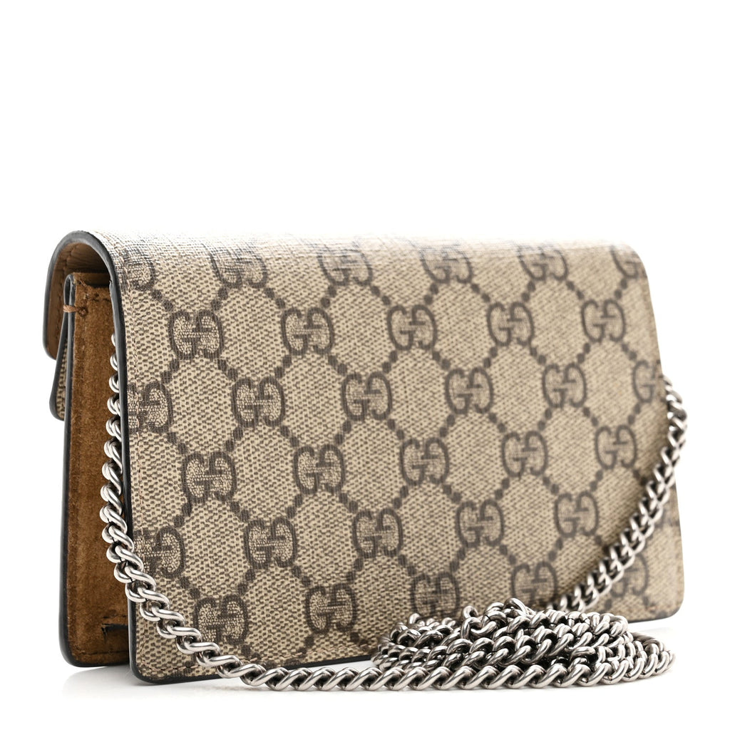 Gucci GG Supreme Monogram Super Mini Dionysus Shoulder Bag Taupe