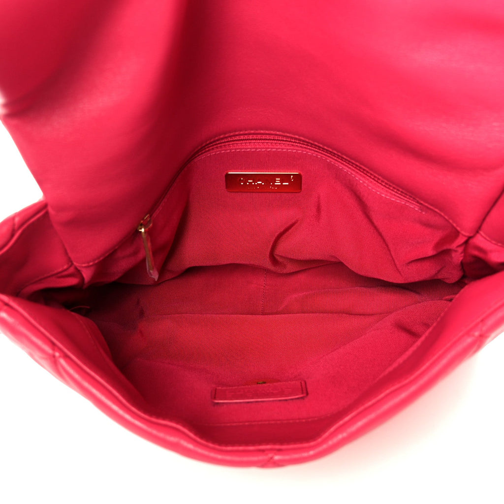 Chanel Goatskin Quilted Large Chanel 19 Flap Dark Pink