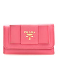 Prada Saffiano Fiocco Bow Metal 6 Key Holder Peonia