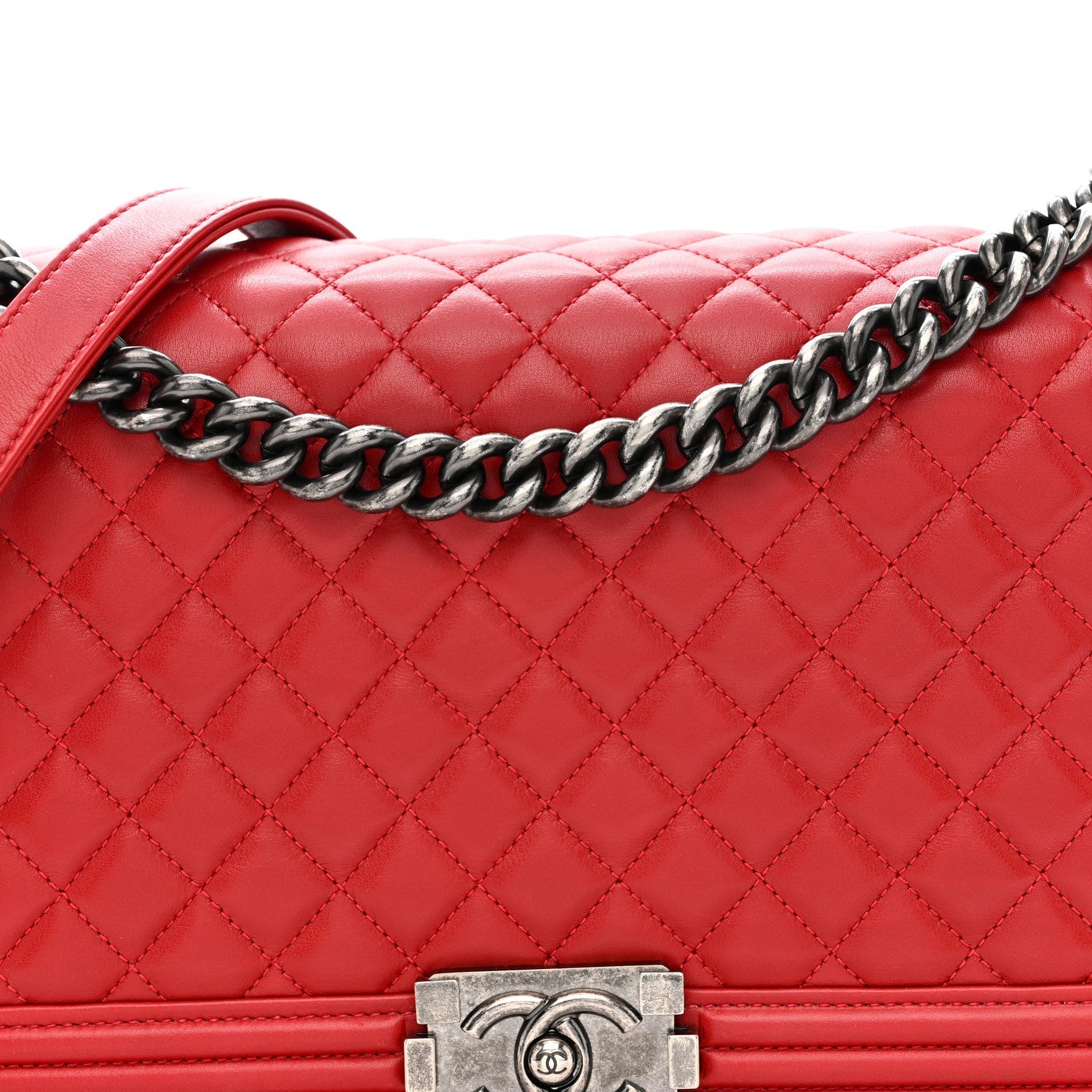 Chanel Lambskin Quilted New Medium Boy Flap Red