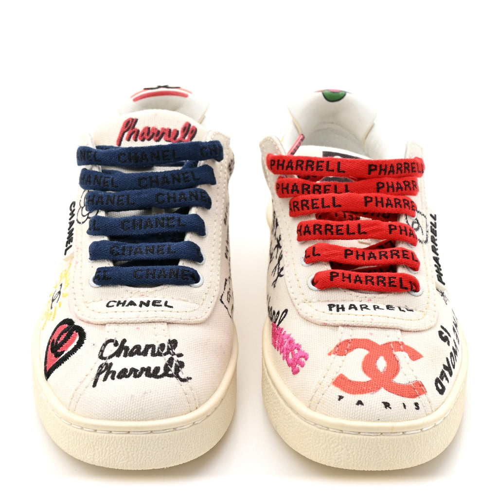 Chanel x Pharrell Williams Canvas Womens Sneakers 35 White Multicolor