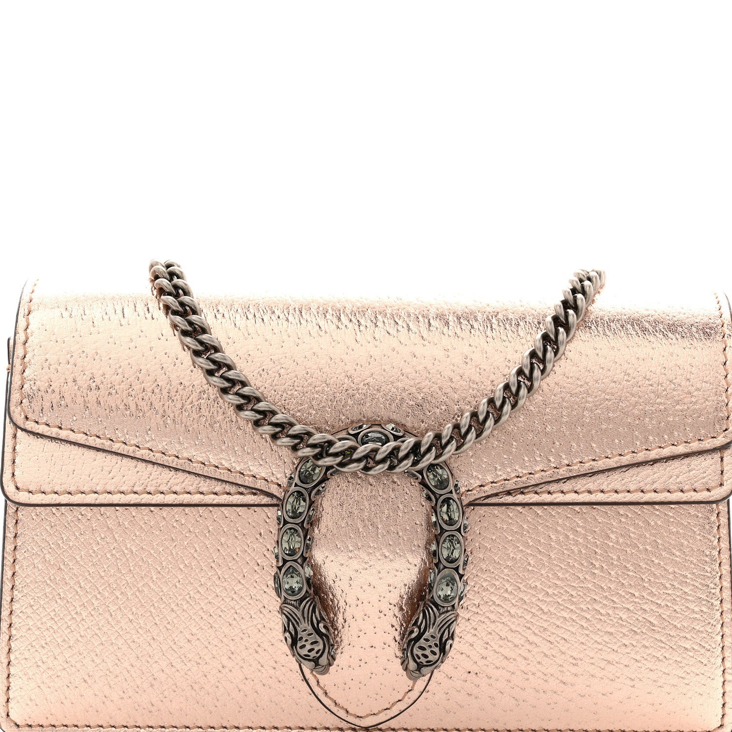 Gucci Metallic Calfskin Super Mini Dionysus Shoulder Bag Rose Gold