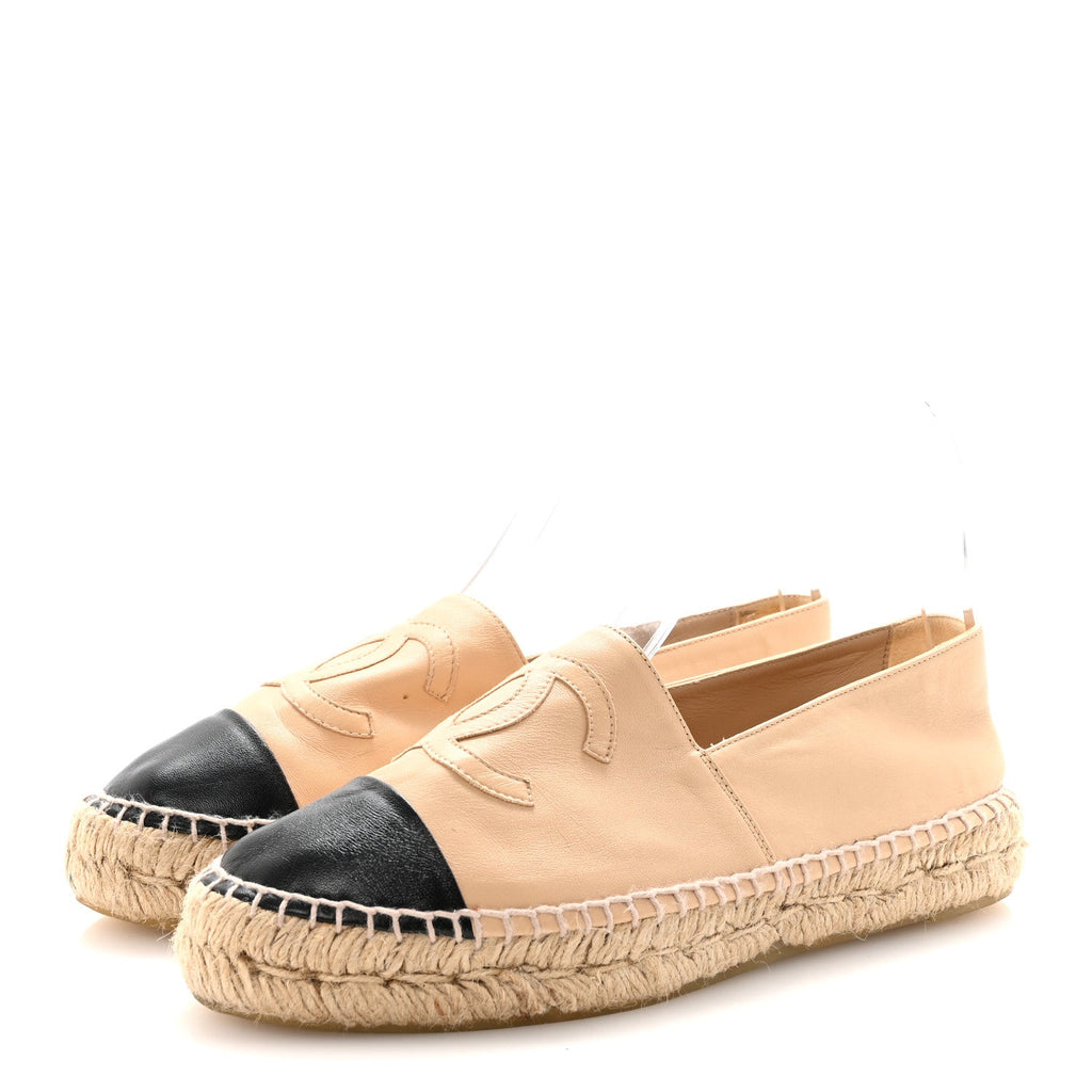 Lambskin CC Espadrilles 39 Beige Black
