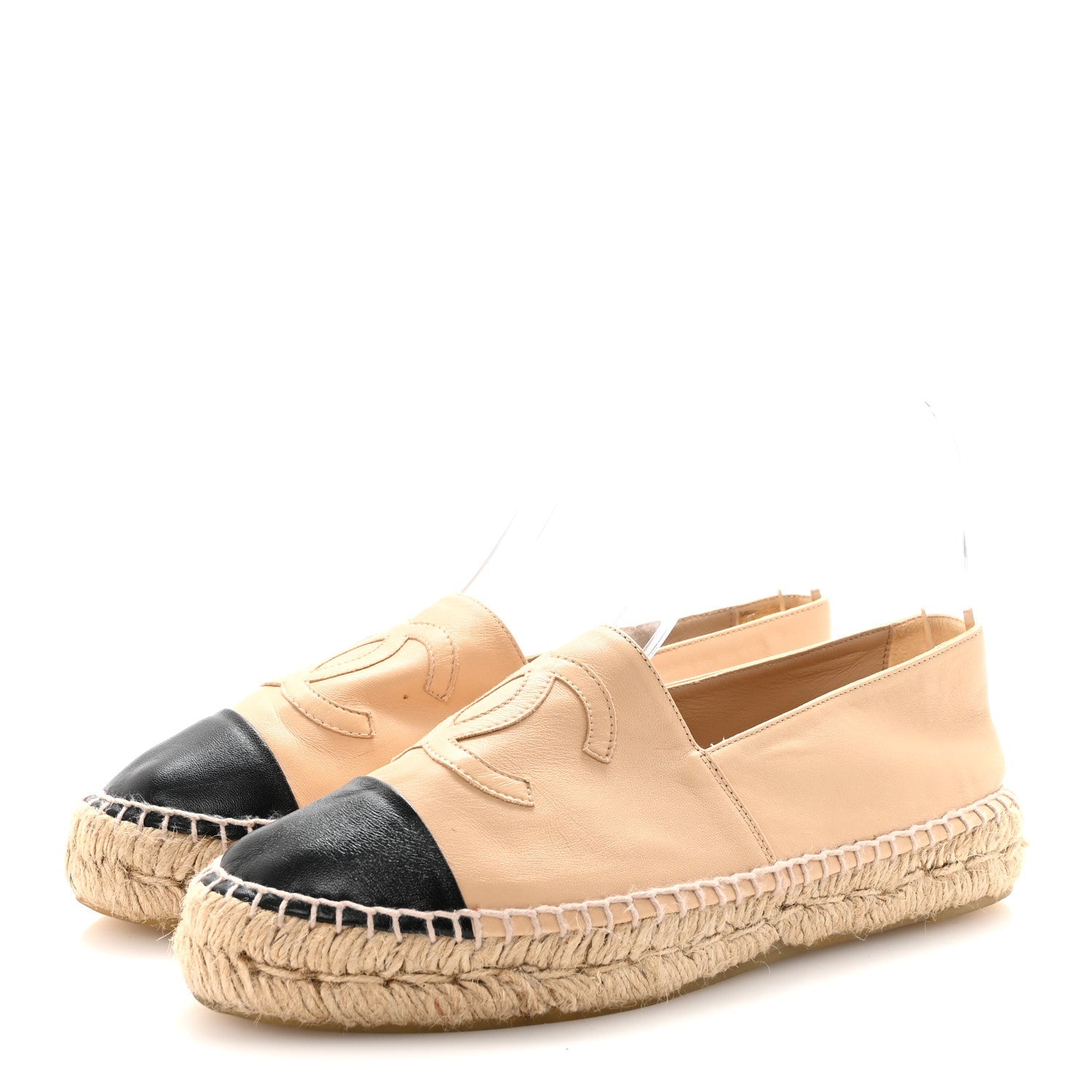 Lambskin CC Espadrilles 39 Beige Black