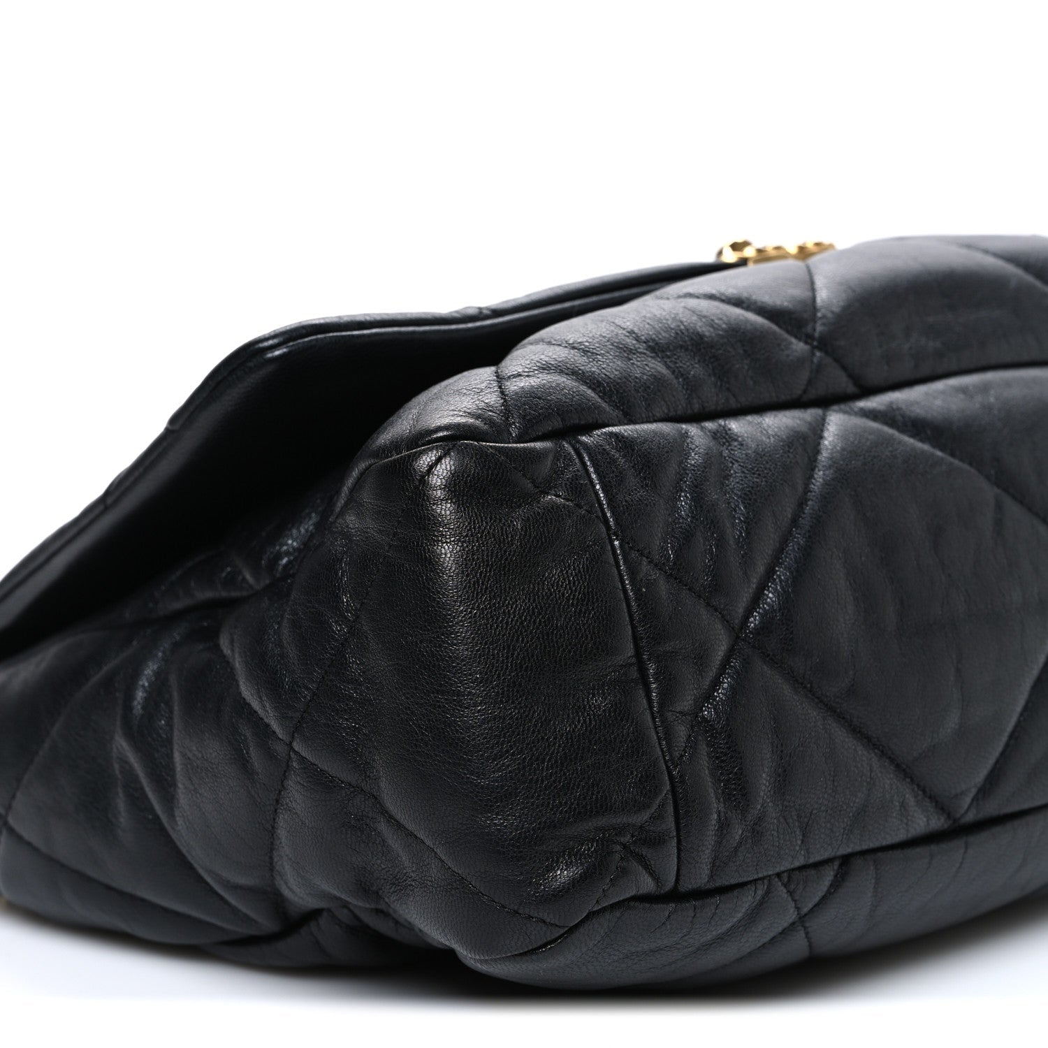 Chanel Shiny Goatskin Quilted Maxi Chanel 19 Flap Black
