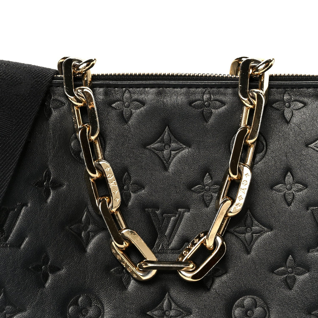 Louis Vuitton Lambskin Embossed Monogram Coussin PM Black
