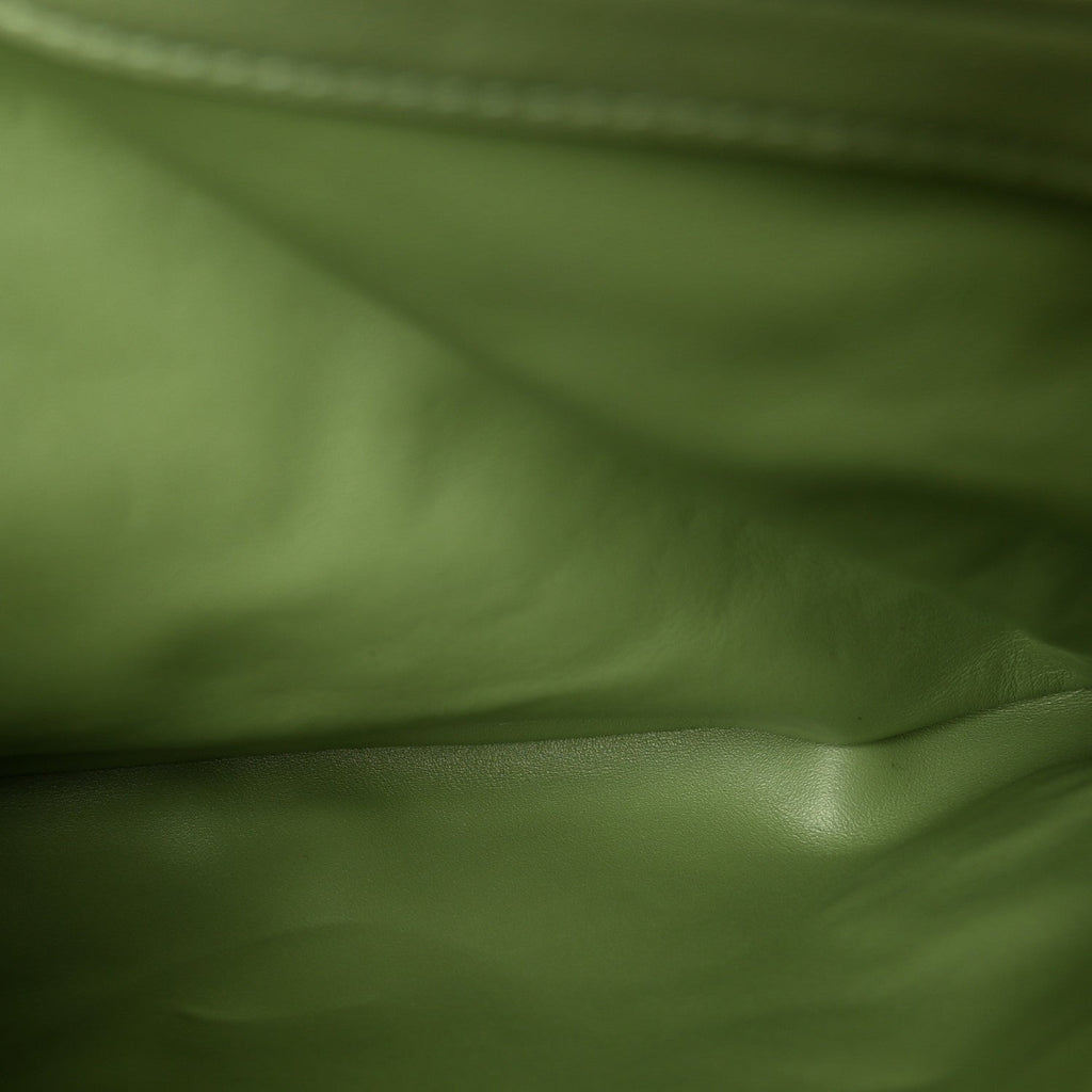 Gucci Roxy Calfskin Web Medium Blondie Top Handle Shoulder Flap Bag Salamander Green