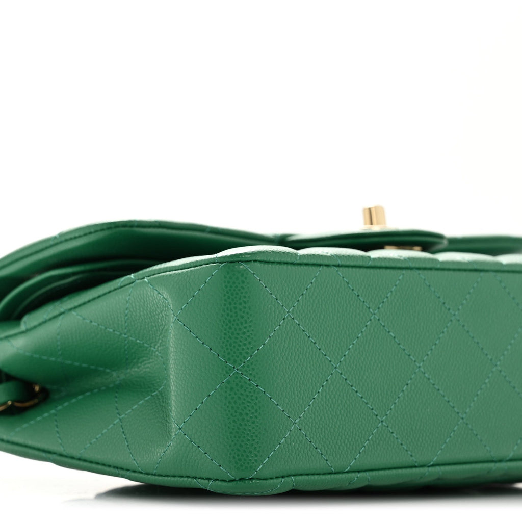 Chanel Caviar Quilted Small Double Flap Green