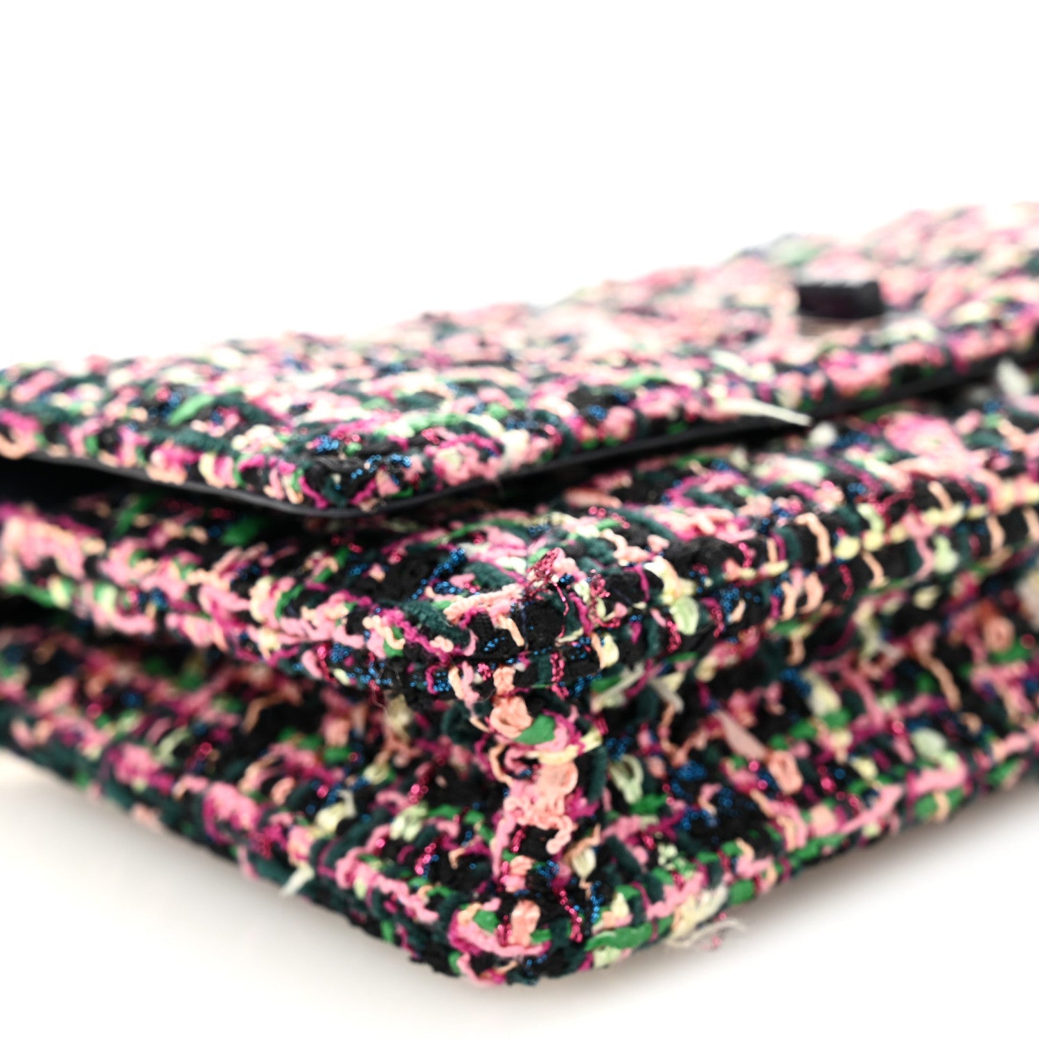 Chanel Tweed Quilted Reissue Wallet On Chain WOC Pink Multicolor