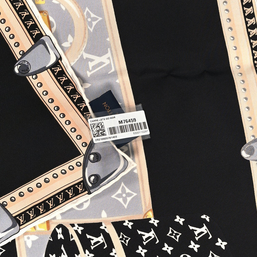 Louis Vuitton Silk Monogram Lets Go Scarf Black