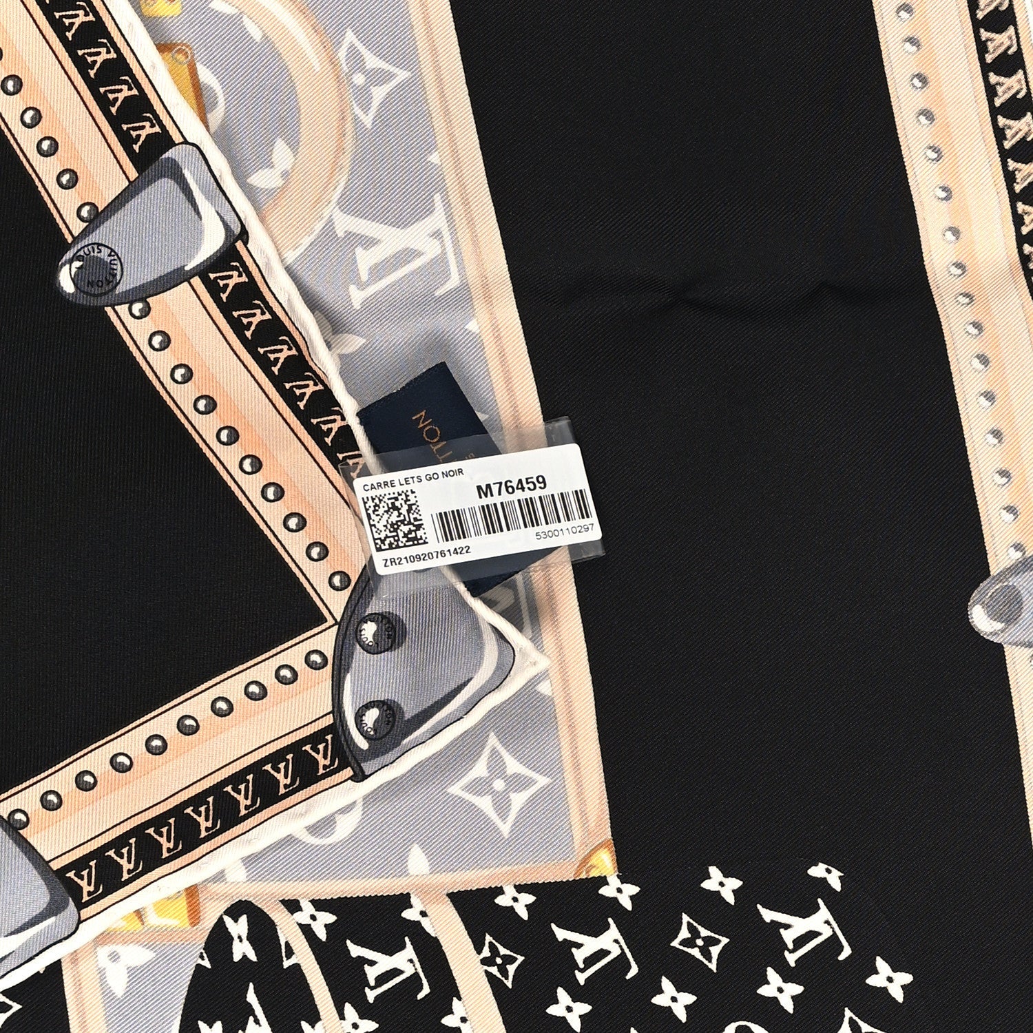 Louis Vuitton Silk Monogram Lets Go Scarf Black