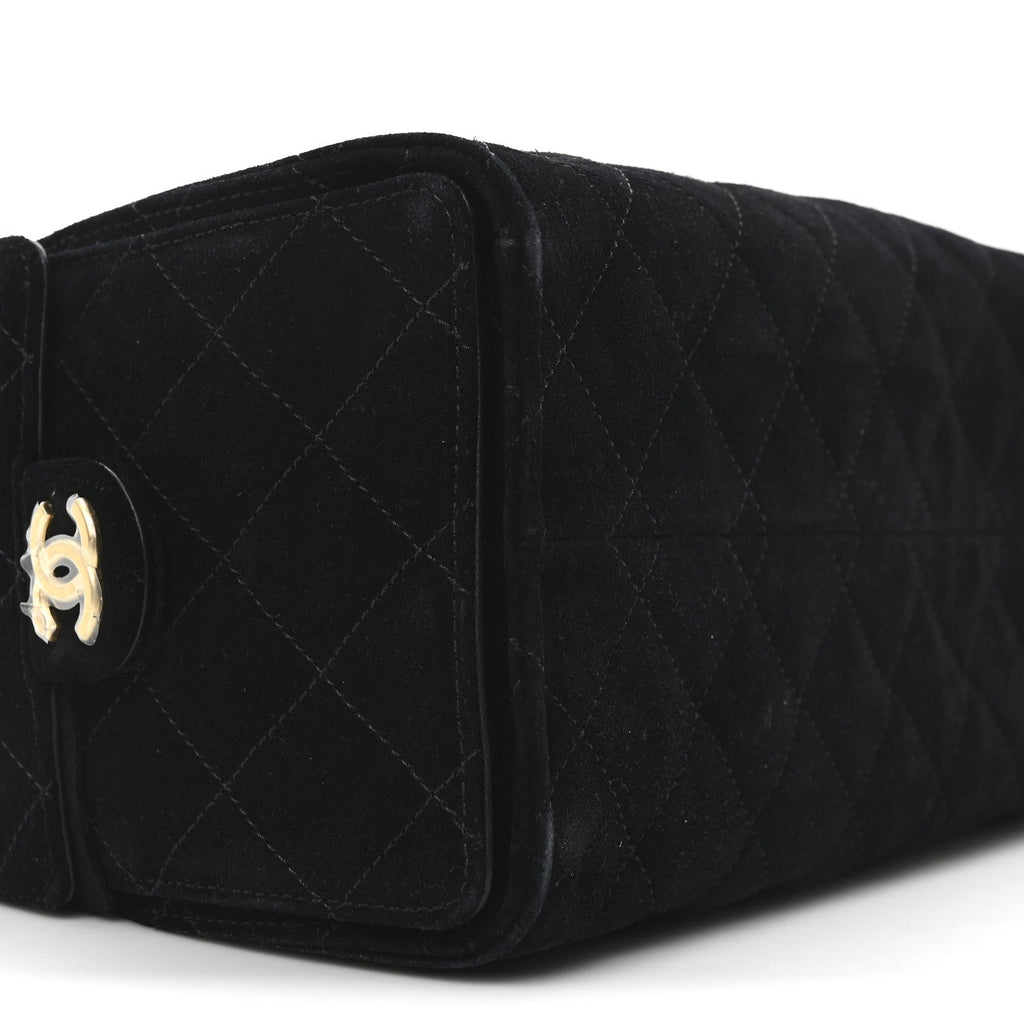Chanel Suede Quilted Small Chanel 25 Handbag Black