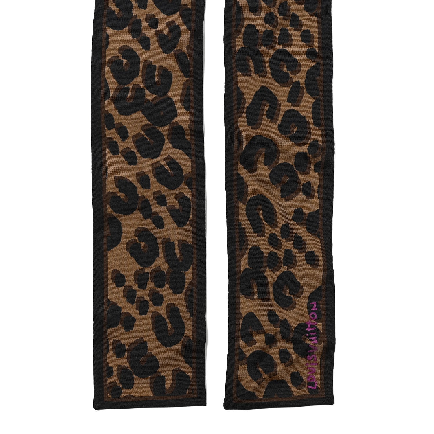 Louis Vuitton Silk Leopard Bandeau Scarf Marron