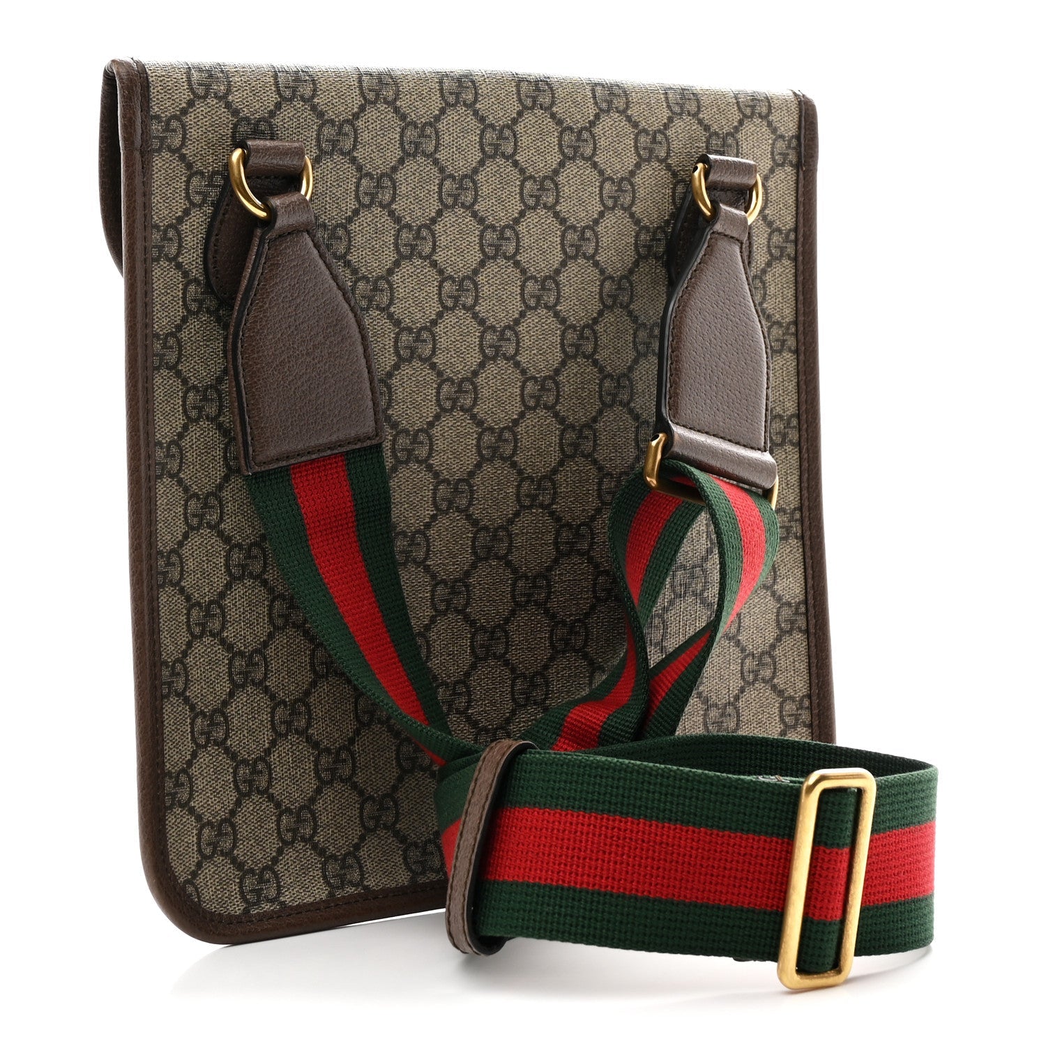 Gucci GG Supreme Monogram Web Medium Neo Vintage Flap Messenger Bag Beige New Acero