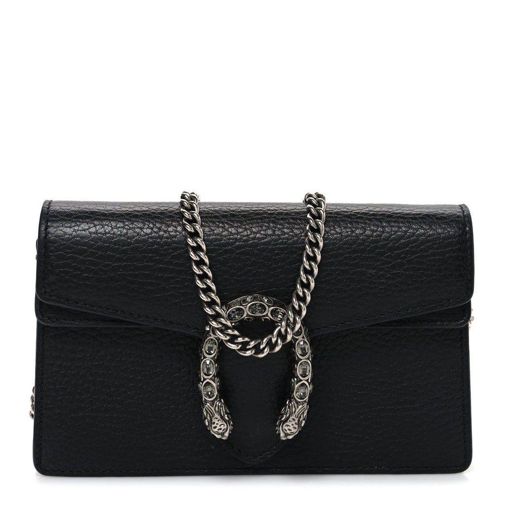 Gucci Calfskin Super Mini Dionysus Shoulder Bag Black
