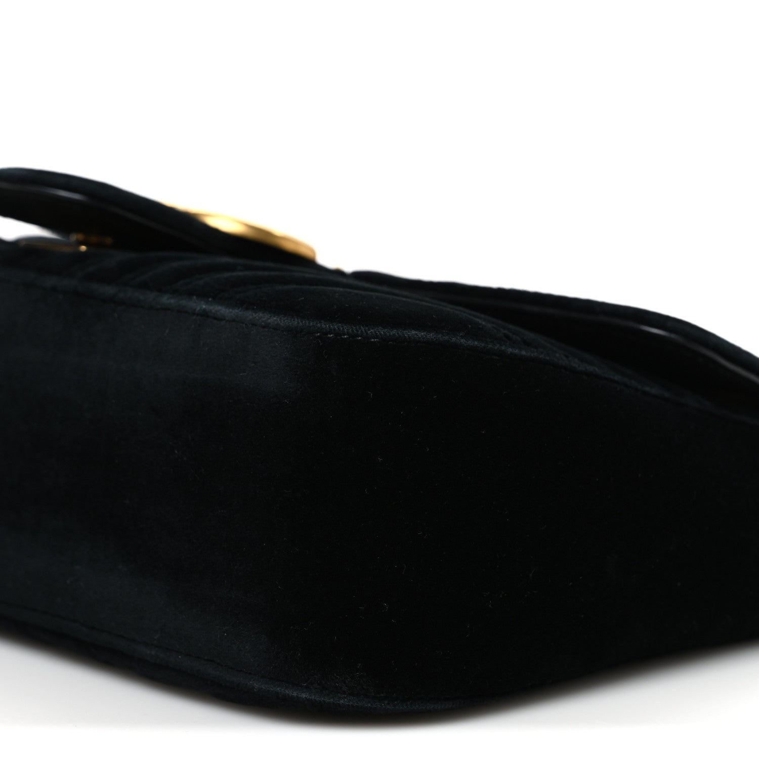Gucci Velvet Matelasse Small GG Marmont Shoulder Bag Black
