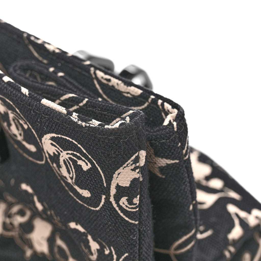 Chanel Canvas Camellia Flower Tote Black