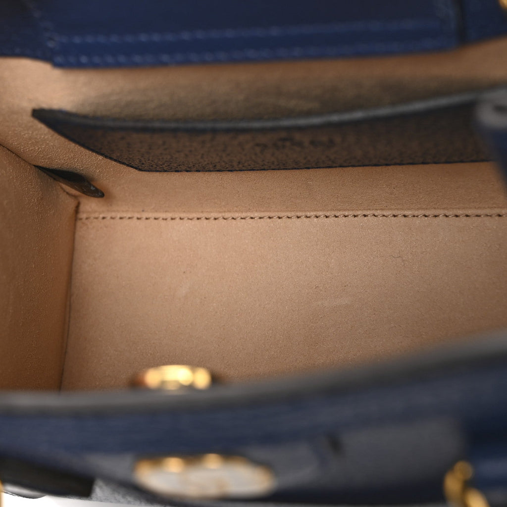 Gucci Textured Dollar Calfskin Web Mini Diana Tote Bag Royal Crop